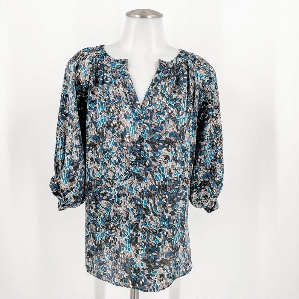 Gibson blue and gray blouse